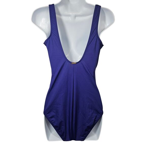 Lands' End SlenderSuit Wrap One Piece Swimsuit in Blackberry Women's Size 10 - Picture 3 of 9